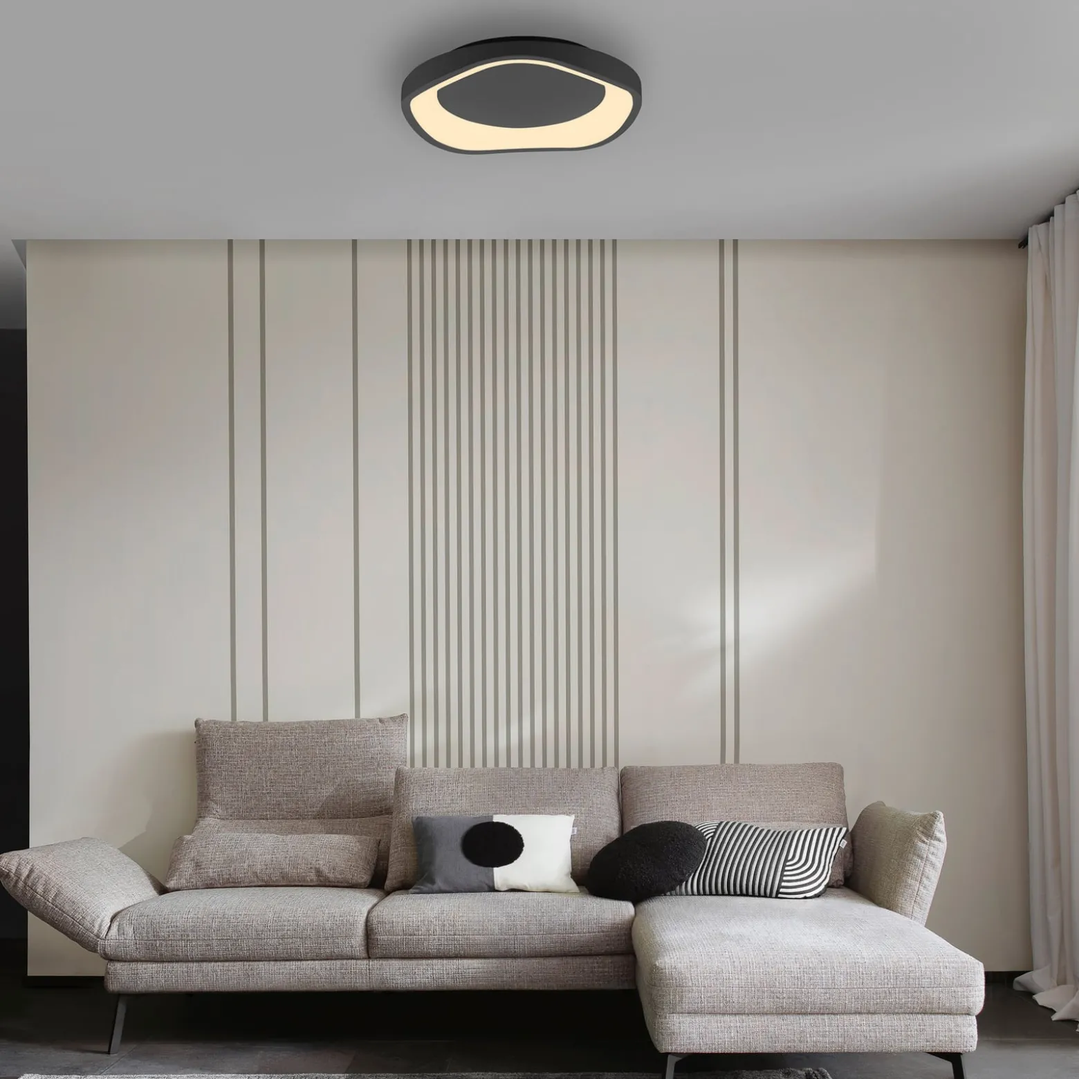 LED-kattovalaisin MONTA, musta, halkaisija 40 cm, metallia, Switchdim