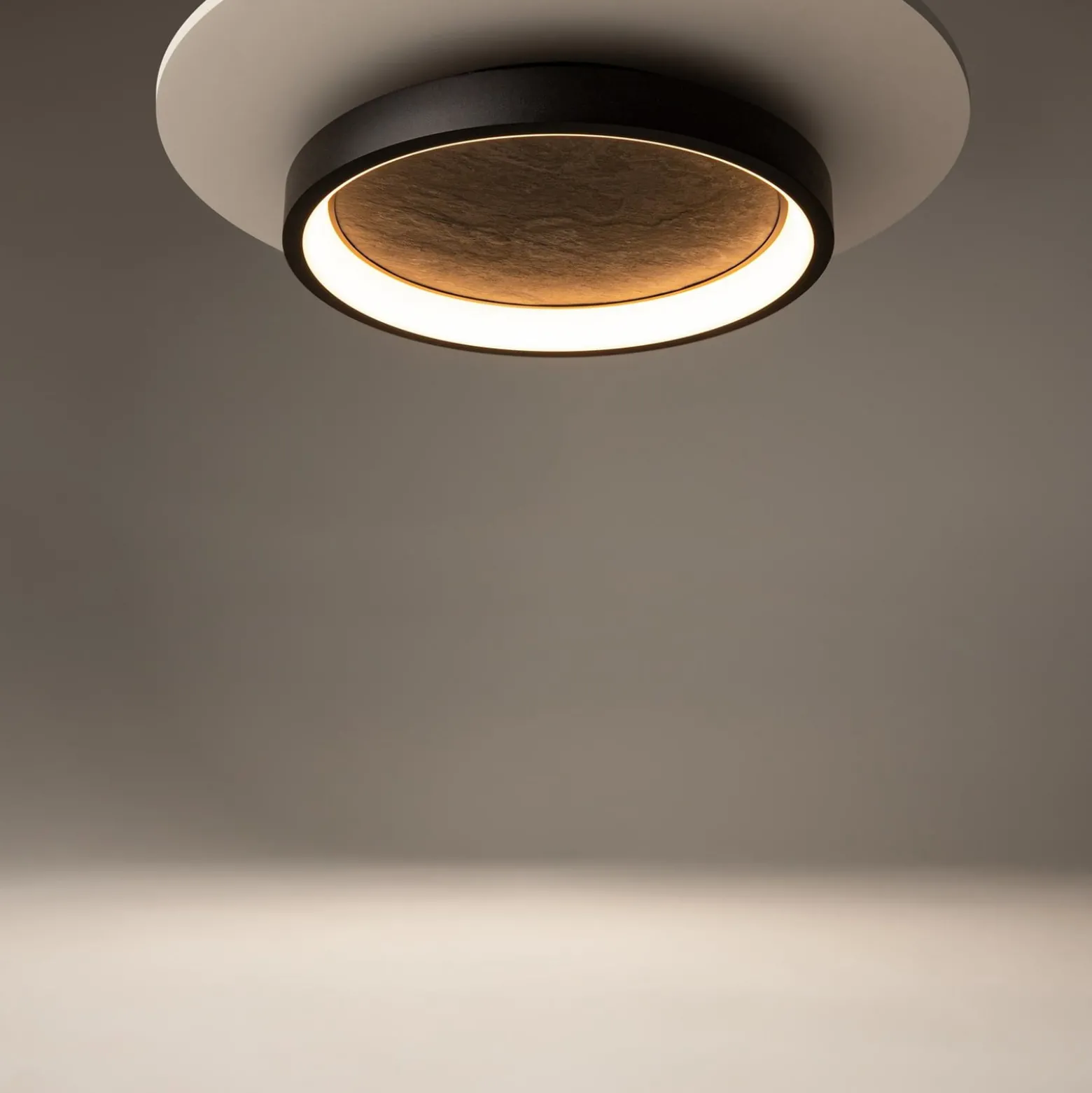 LED-kattovalaisin Orign, Ø 41 cm, musta, metalli/kivi