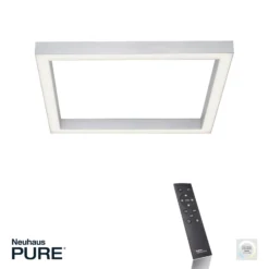 LED-kattovalaisin PURE Lines, 55 x 55 cm, hopea, CCT, kaukosäädin