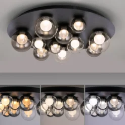 LED-kattovalaisin PURE Popup, harmaa/savuharmaa, halkaisija 60 cm, 11-lamppuinen