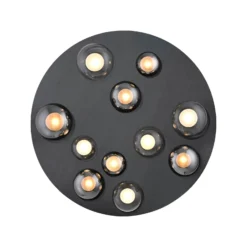 LED-kattovalaisin PURE Popup, harmaa/savuharmaa, halkaisija 60 cm, 11-lamppuinen