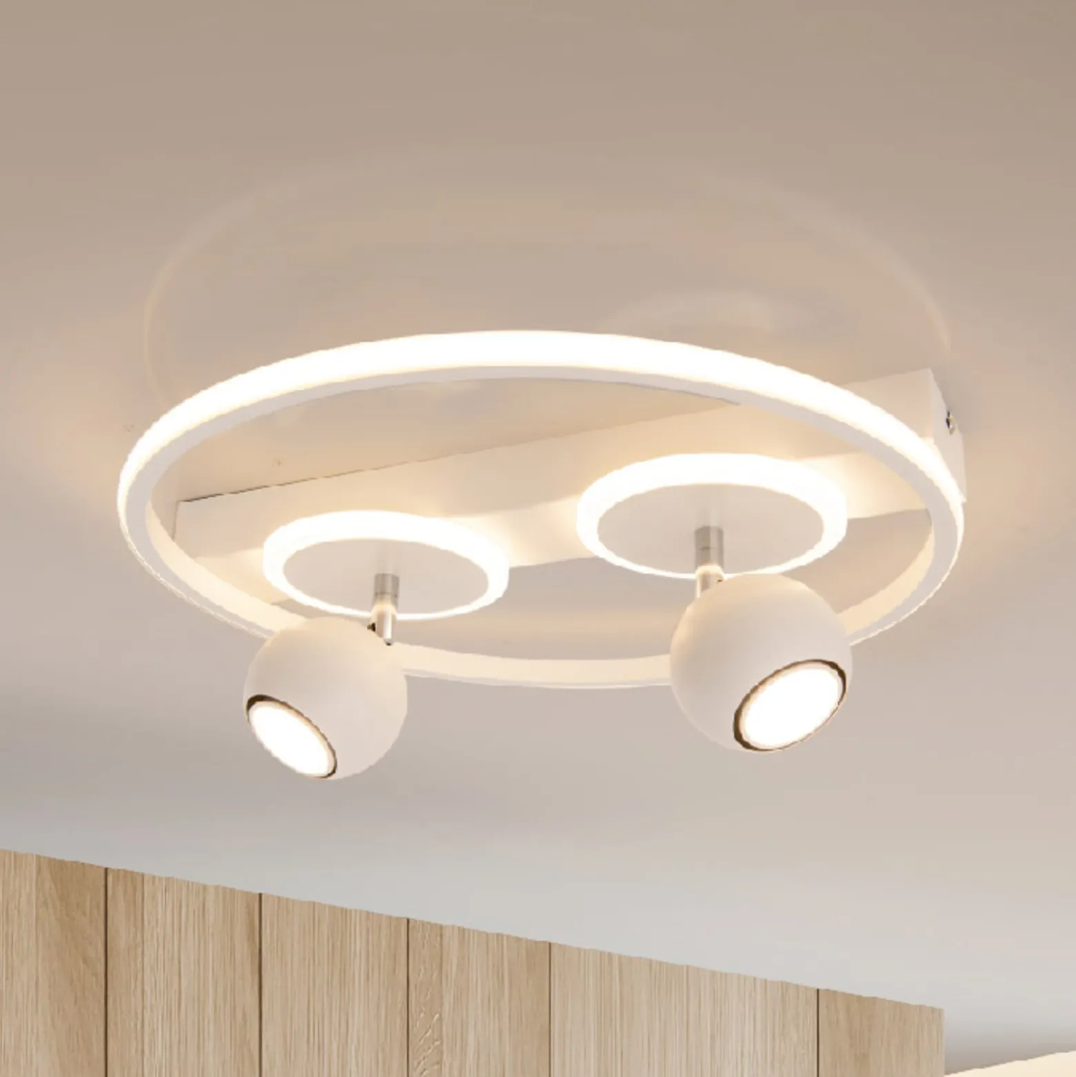 LED-kattovalaisin Ronda, valkoinen, 2-lamppuinen