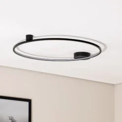 LED-kattovalaisin Saturno, musta, Ø 80 cm, metalli, 4 000 K