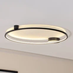 LED-kattovalaisin Saturno, musta, Ø 80 cm, metalli, 4 000 K
