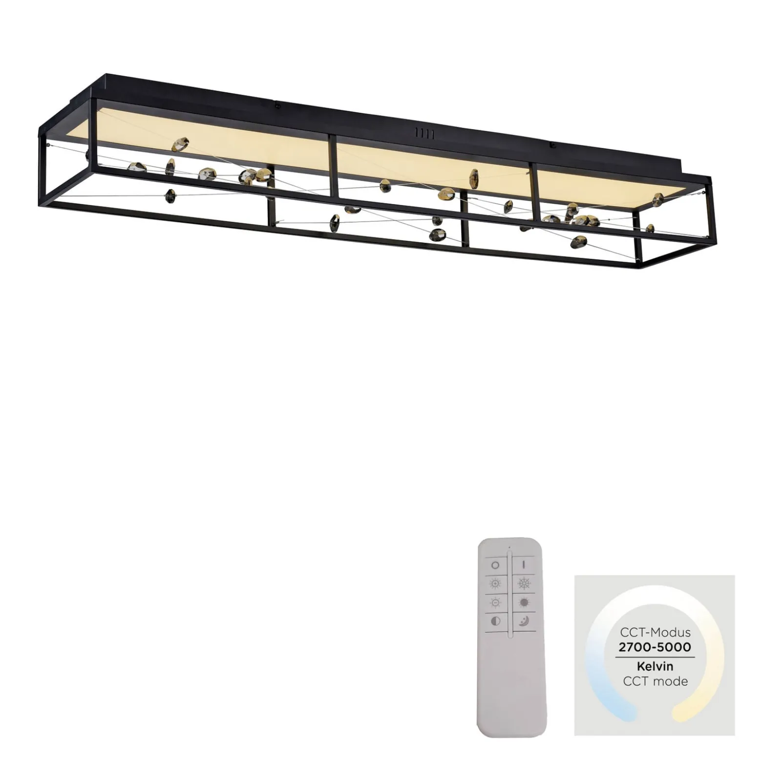 LED-kattovalaisin SKINA, musta, 112 cm, CCT-himmennettävä kaukosäädin