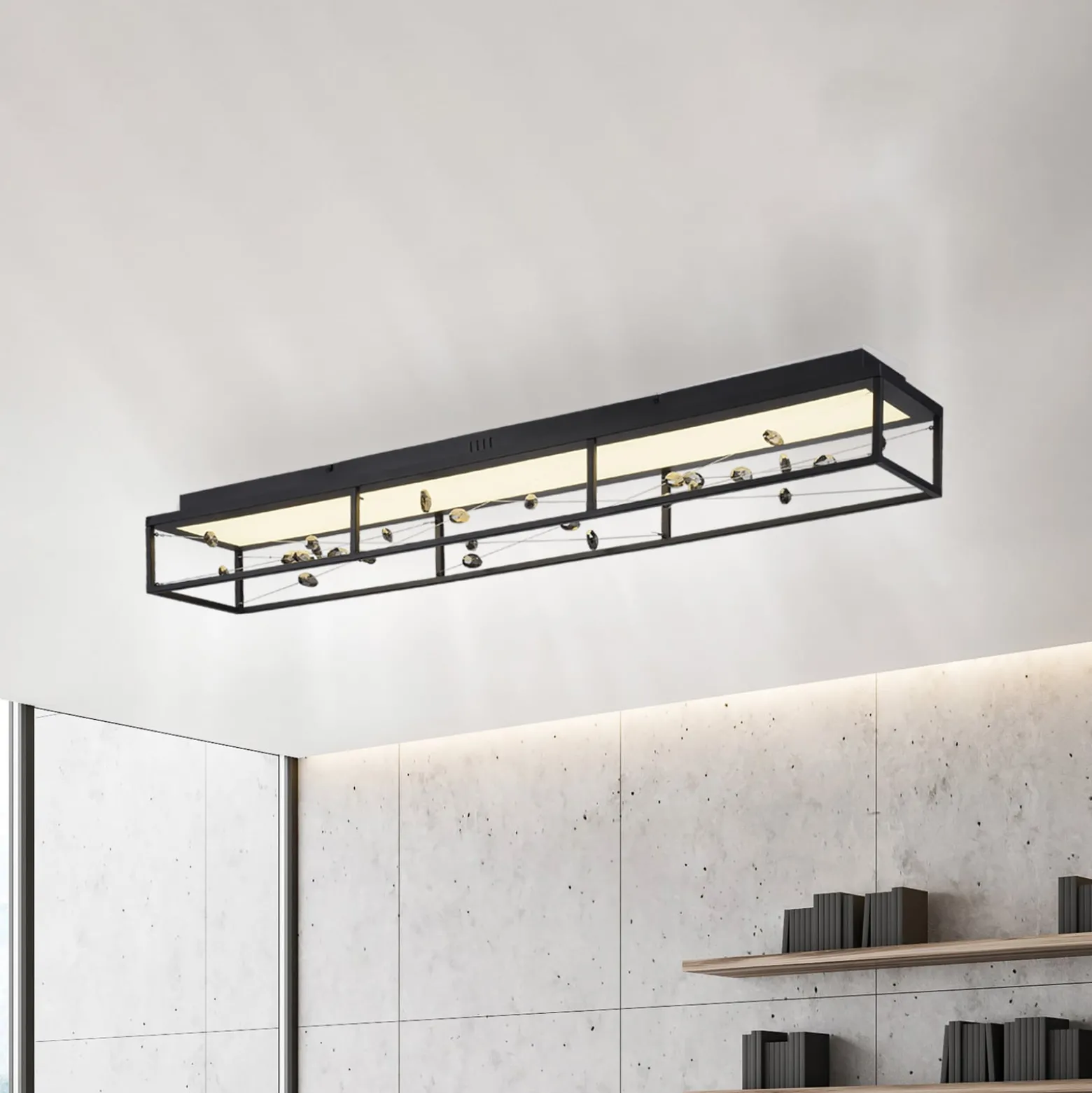LED-kattovalaisin SKINA, musta, 112 cm, CCT-himmennettävä kaukosäädin