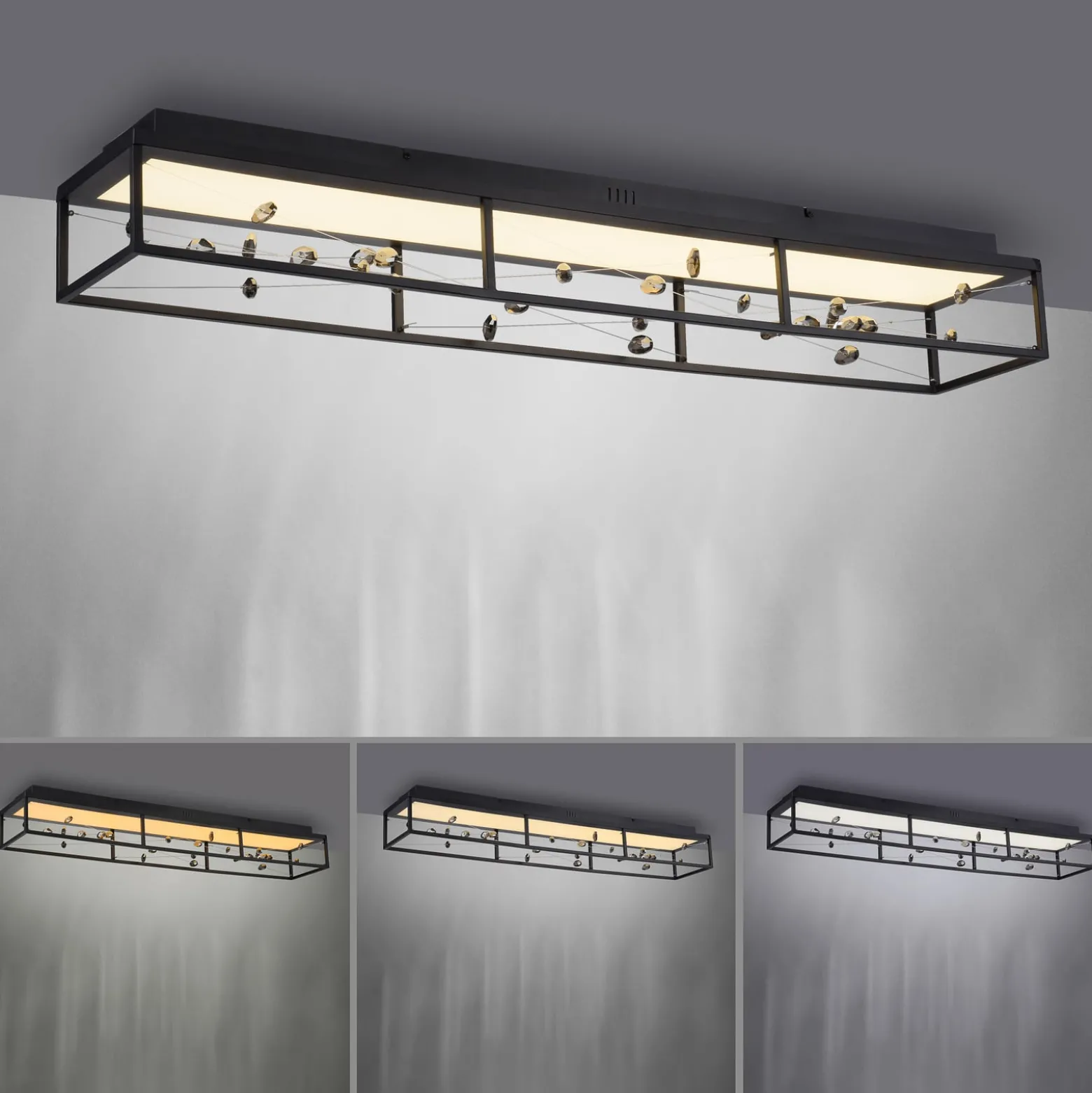 LED-kattovalaisin SKINA, musta, 112 cm, CCT-himmennettävä kaukosäädin