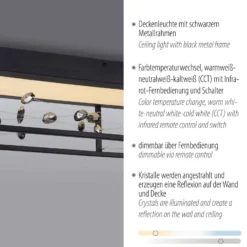 LED-kattovalaisin SKINA, musta, 112 cm, CCT-himmennettävä kaukosäädin