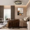 LED-kattovalaisin Stone Ø 60 cm, CCT, musta, metalli, akryyli