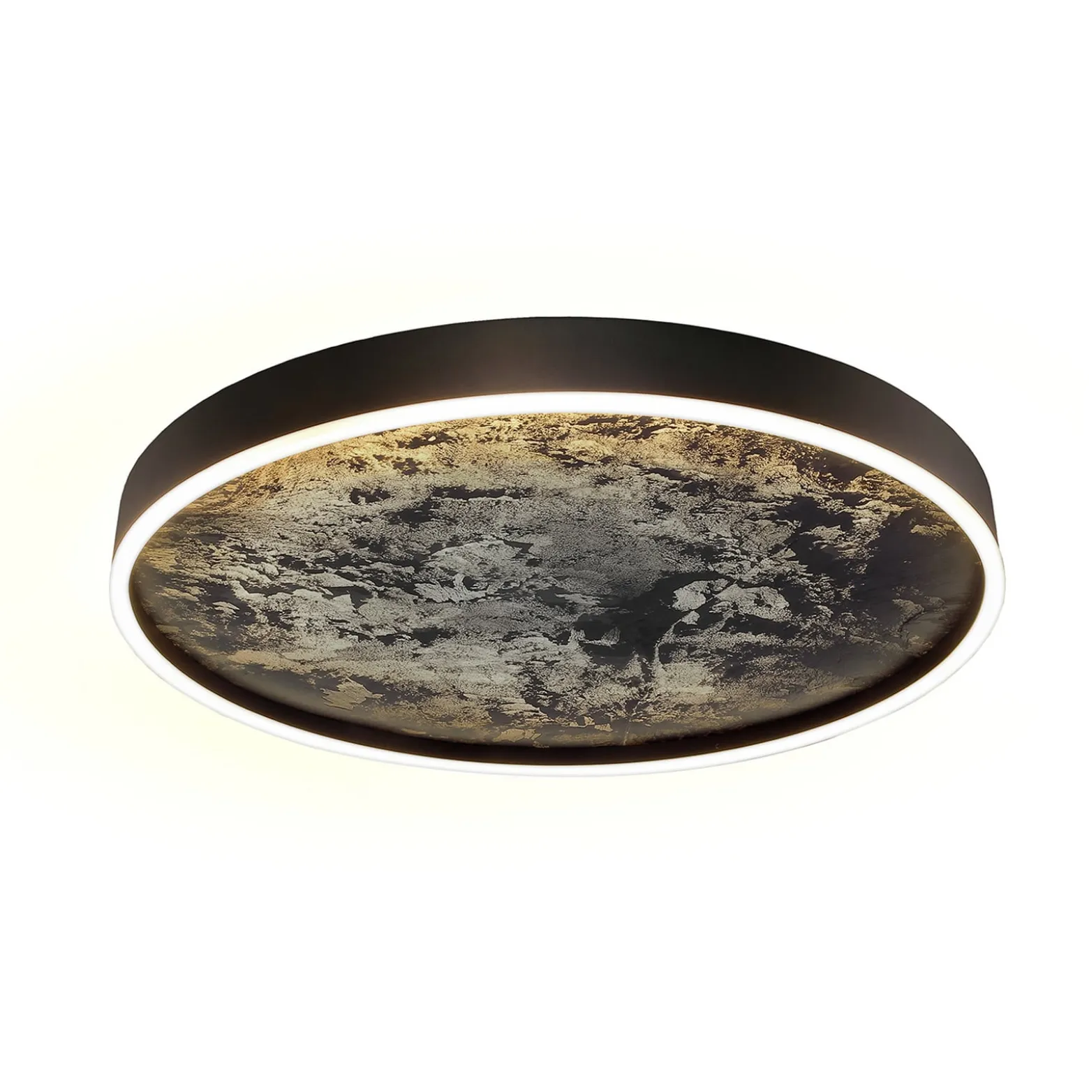 LED-kattovalaisin Stone Ø 60 cm, CCT, musta, metalli, akryyli
