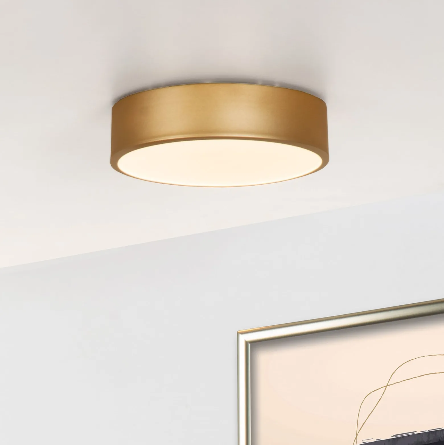 LED-kattovalaisin Unar, kultainen mattamusta, Ø 20 cm