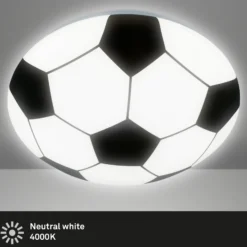 LED-kattovalo Jalkapallo, mustavalkoinen Ø27,5 cm