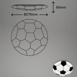 LED-kattovalo Jalkapallo, mustavalkoinen Ø27,5 cm