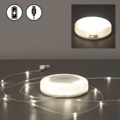 LED-keijuvalot Benni, valkoinen, 10 m, pidennettävä, ladattava akku