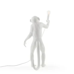 LED-koristepöytävalo Monkey Lamp, valkoinen, pysty