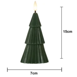 LED-kynttilä Flamme Grany, vihreä, 15 cm, aitoa vahaa, paristokäyttöinen