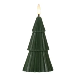 LED-kynttilä Flamme Grany, vihreä, 15 cm, aitoa vahaa, paristokäyttöinen