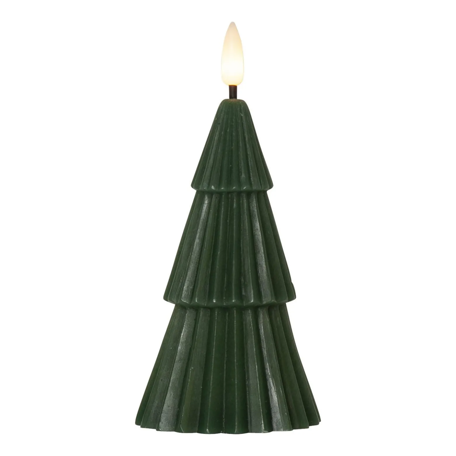 LED-kynttilä Flamme Grany, vihreä, 15 cm, aitoa vahaa, paristokäyttöinen