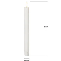 LED-kynttilä Flamme Stripe, valkoinen, 25 cm, vahaparisto, 2 kpl setti