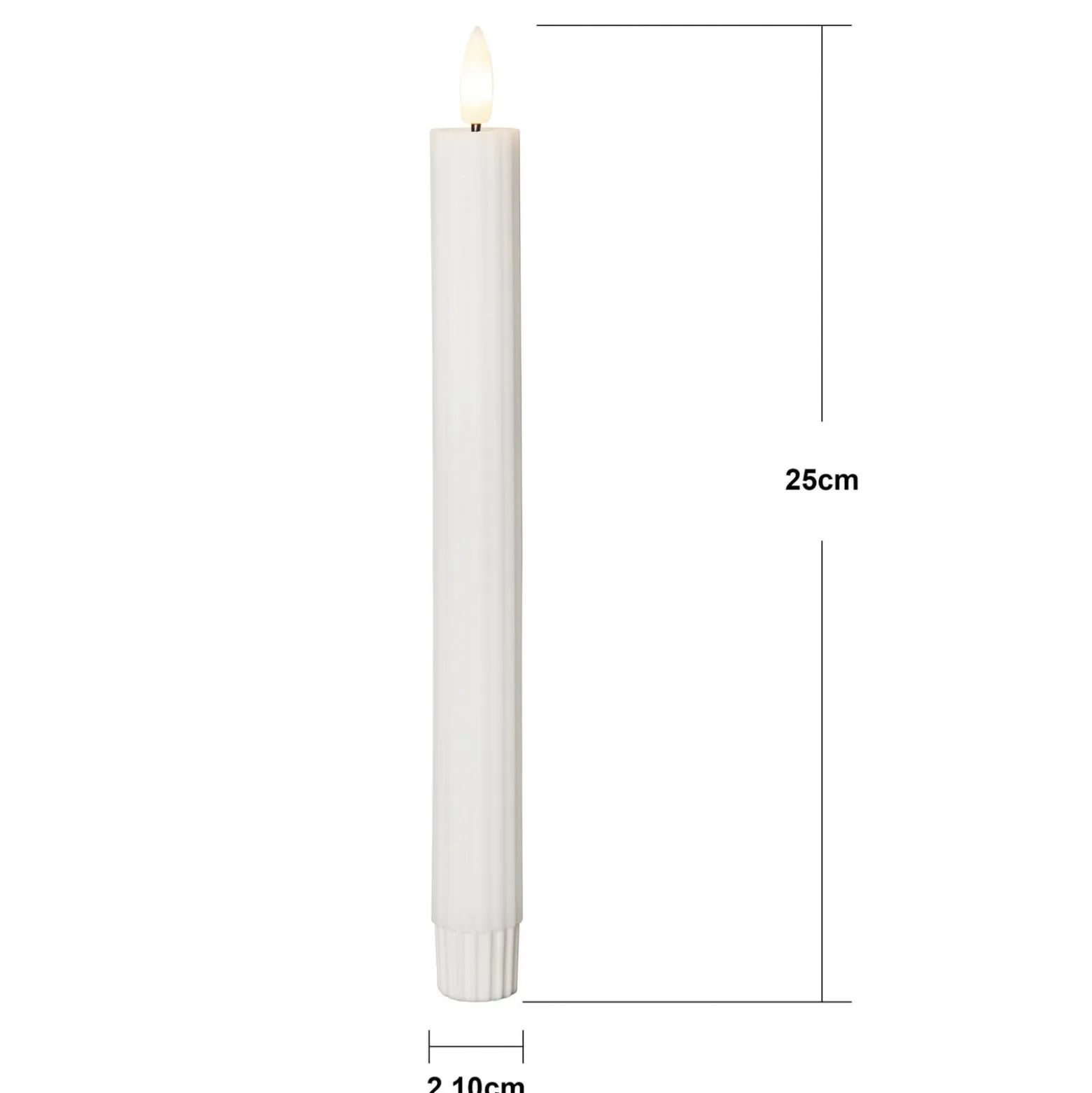 LED-kynttilä Flamme Stripe, valkoinen, 25 cm, vahaparisto, 2 kpl setti