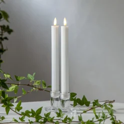 LED-kynttilä Flamme Stripe, valkoinen, 25 cm, vahaparisto, 2 kpl setti