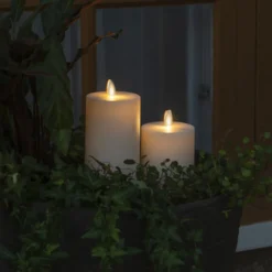 LED-kynttilä IP44 kermanvalkoinen sileä Korkeus 18cm