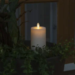 LED-kynttilä IP44 kermanvalkoinen sileä Korkeus 18cm