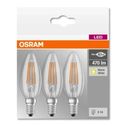 LED-kynttilälamppu E14 4W filamentti 2700 K, 3 kpl