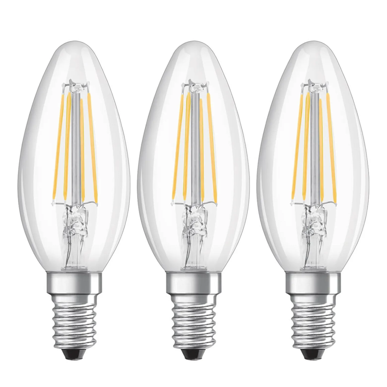 LED-kynttilälamppu E14 4W filamentti 2700 K, 3 kpl