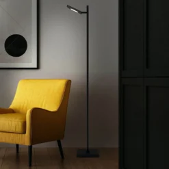 LED ladattava lattiavalaisin Lupa musta korkeus 135cm metalli touchdim