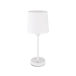 LED ladattava pöytävalaisin Lunki, valkoinen, korkeus 35 cm, kangas, CCT