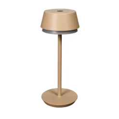 LED ladattava pöytävalaisin Lyon, hiekanvärinen, IP54, himmennin, CCT, RGB