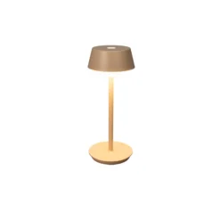 LED ladattava pöytävalaisin Lyon, hiekanvärinen, IP54, himmennin, CCT, RGB