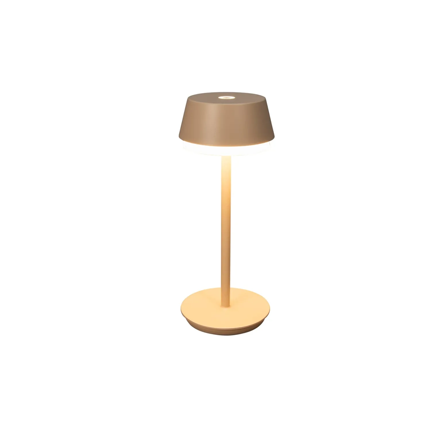 LED ladattava pöytävalaisin Lyon, hiekanvärinen, IP54, himmennin, CCT, RGB