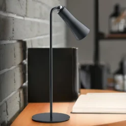 LED ladattava pöytävalaisin Maxi, musta, metalli, himmennettävä, 36 cm