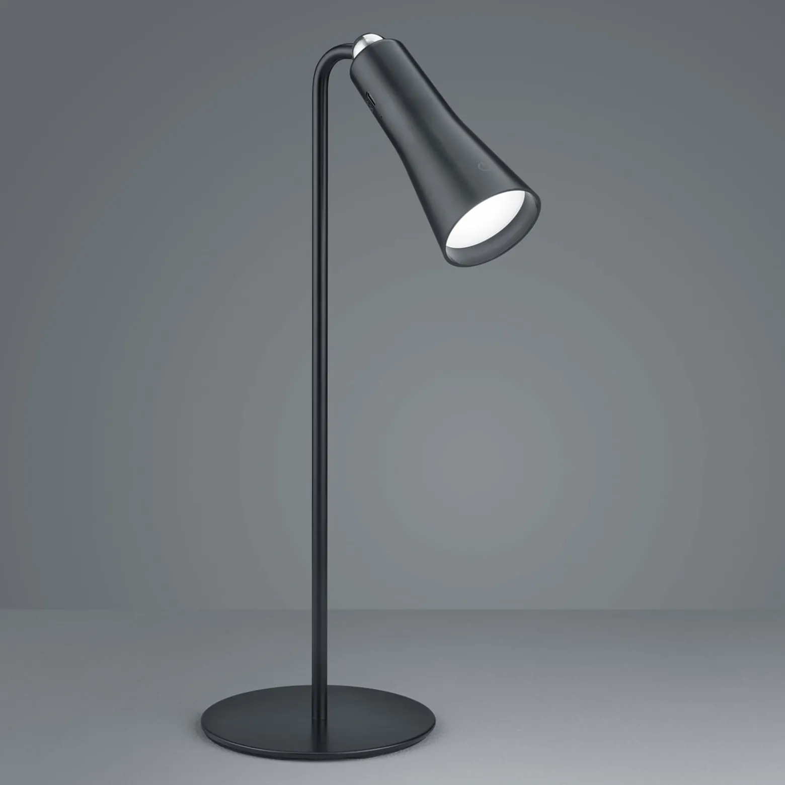 LED ladattava pöytävalaisin Maxi, musta, metalli, himmennettävä, 36 cm
