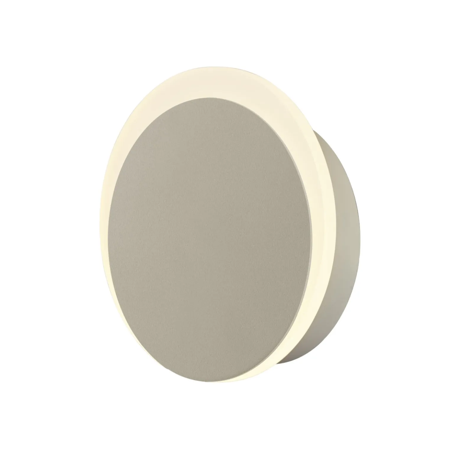 LED-ladattava seinävalaisin Sun-B, hiekanvärinen, Ø 15cm, IP54, himmennin