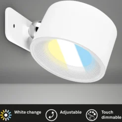 LED-ladattava seinävalaisin Tari, valkoinen, CCT, kosketushimmennin,