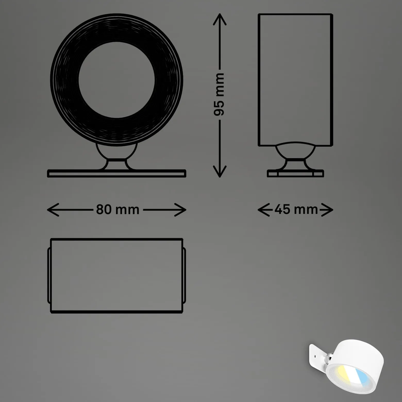 LED-ladattava seinävalaisin Tari, valkoinen, CCT, kosketushimmennin,