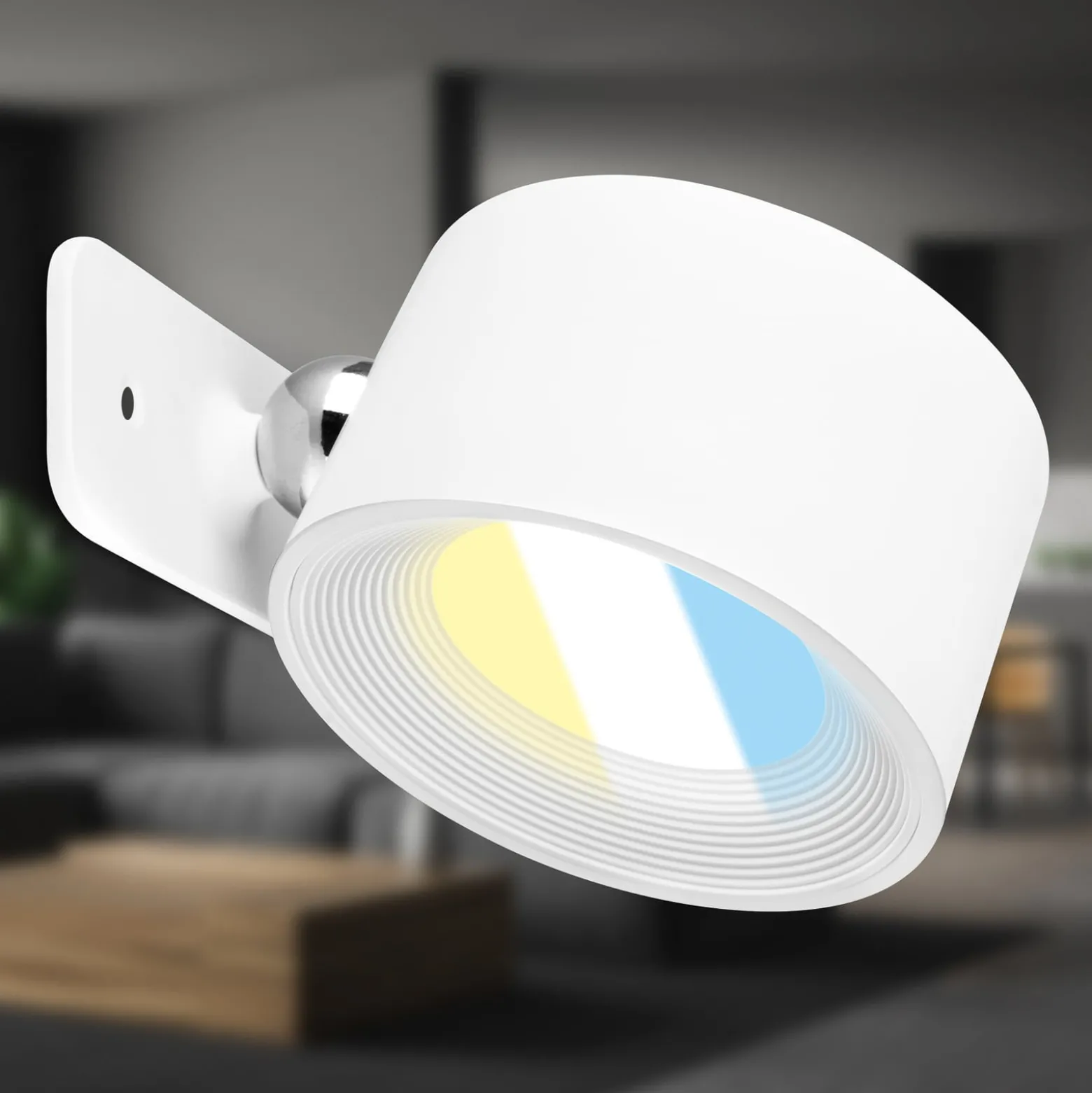 LED-ladattava seinävalaisin Tari, valkoinen, CCT, kosketushimmennin,