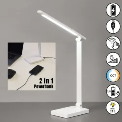 LED ladattava toimistopöytävalaisin Ole, valkoinen, sensori,