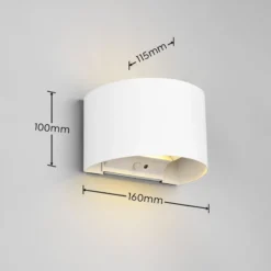 LED-ladattava ulkoseinävalaisin Talent, valkoinen, leveys 16 cm, anturi
