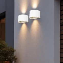 LED-ladattava ulkoseinävalaisin Talent, valkoinen, leveys 16 cm, anturi
