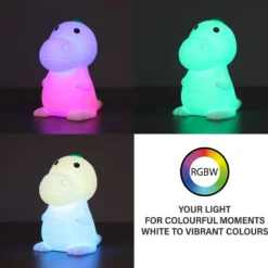 LED-ladattava yöpöytävalaisin Dinosauro, Dino, valkoinen, RGB,