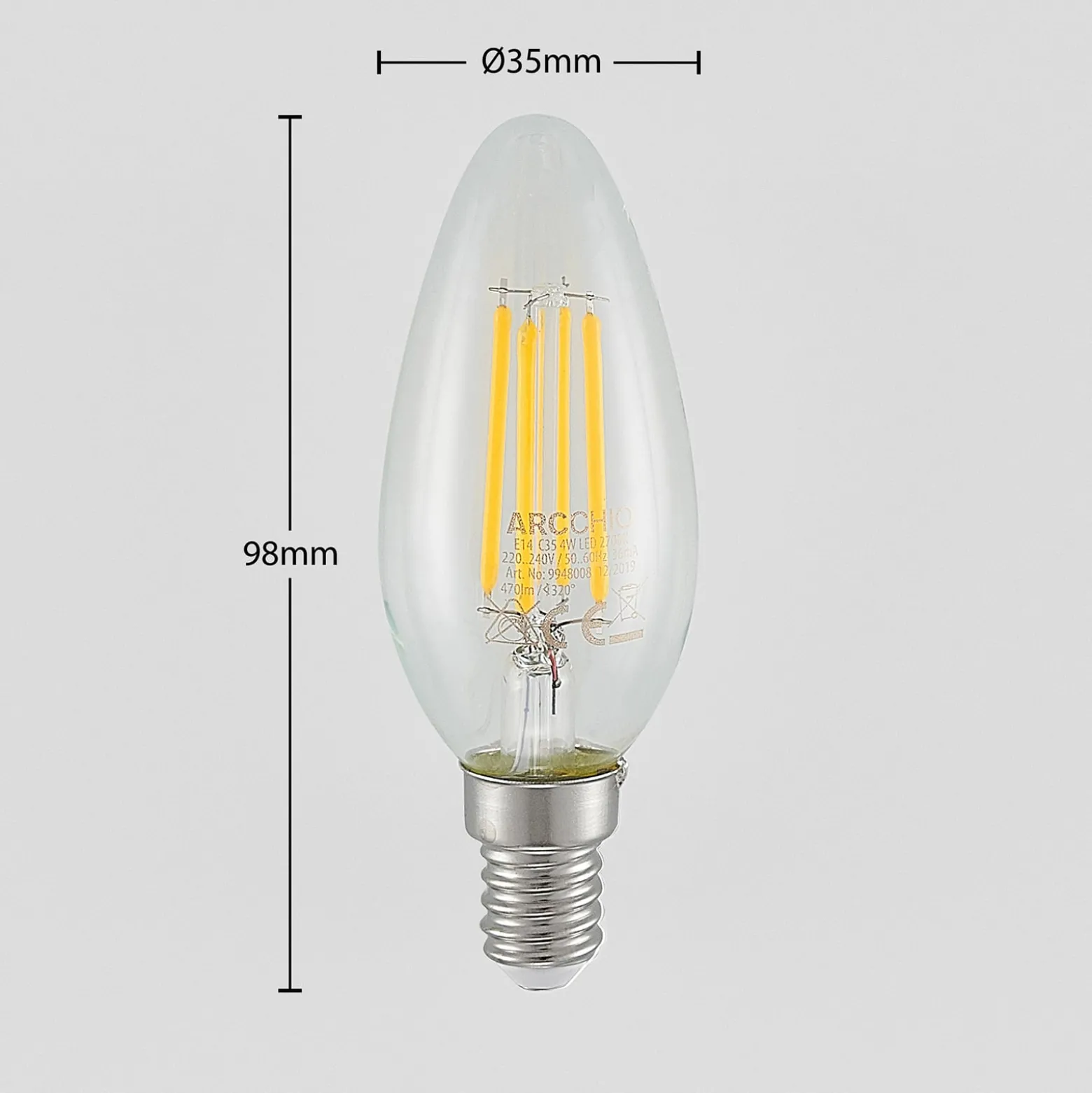 LED-lamppu E14 Filament 4W 2700K 3-portainen himmennettävä