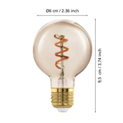 LED-lamppu E27 4W G60 2,000K hehkulanka keltainen himmennettävä