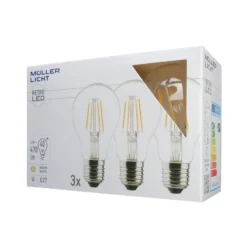 LED-lamppu E27 4W, 2 700 K Filament, 3 kpl, 470lm