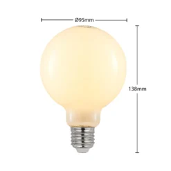 LED-lamppu E27 4W 2700K G95 Globe himmennettävä opaali 3 kpl