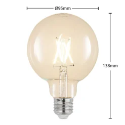 LED-lamppu G95 E27, 4 W, 2 700 K, hehkulanka, kirkas, himmennettävä