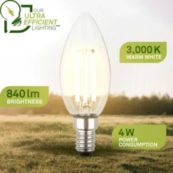 LED-lamppu kynttilä E14 4W kirkas 3000K 840 lm EEK A 2er
